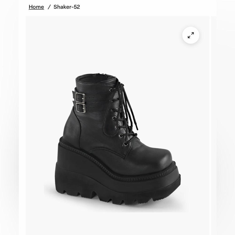NEW in Box Demonia Black Vegan Leather SHAKER-52 PLATFORM ANKLE BOOTS Size 6